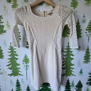 Bordeaux Anthropologie Ivory Knit Dress